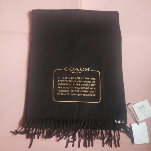 Coach Black Cashmere Winter Scarf Unisex NWT - Picture 1 of 6